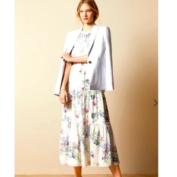 TED BAKER KAHLAY FLORAL JACQUARD HALTER MAXI TIERED DRESS. US SZ 6 TED SZ 2 - Picture 5 of 16